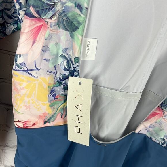 Phax Paddle Suit in a floral print top & solid bottom. Medium coverage. NWT - Picture 7 of 8